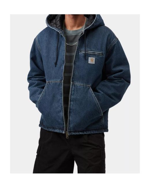 Carhartt Blue Cleveland Hooded Denim Jacket for men