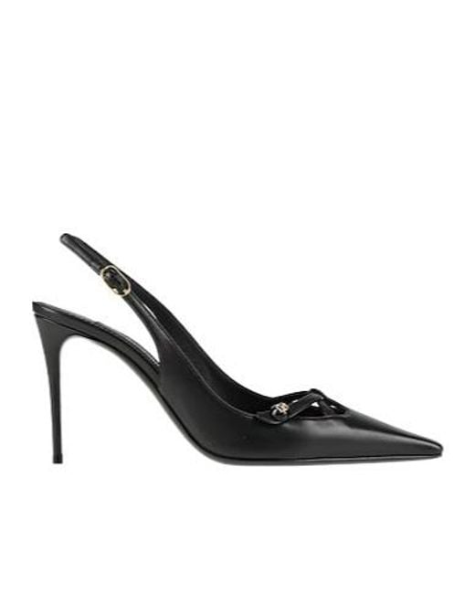 Dolce & Gabbana Black Pointedtoe Stilettoheel Leather Shoes