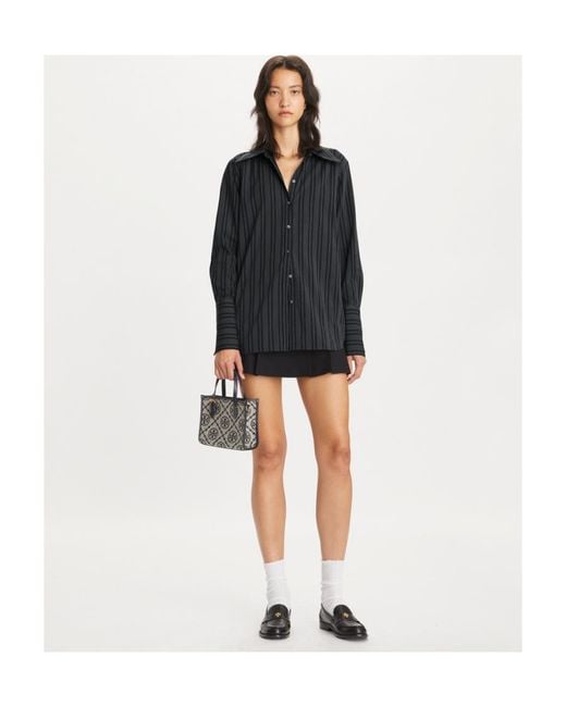 Tory Burch Black Striped Buttoned Shirt