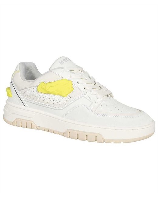 MSGM White Round Toe Lace-Up Sneakers for men
