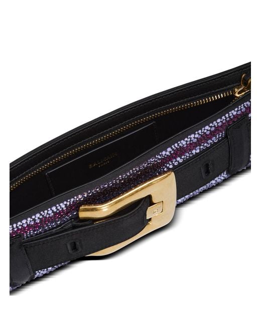 Balmain Black Anthem Crystal Satin Clutch