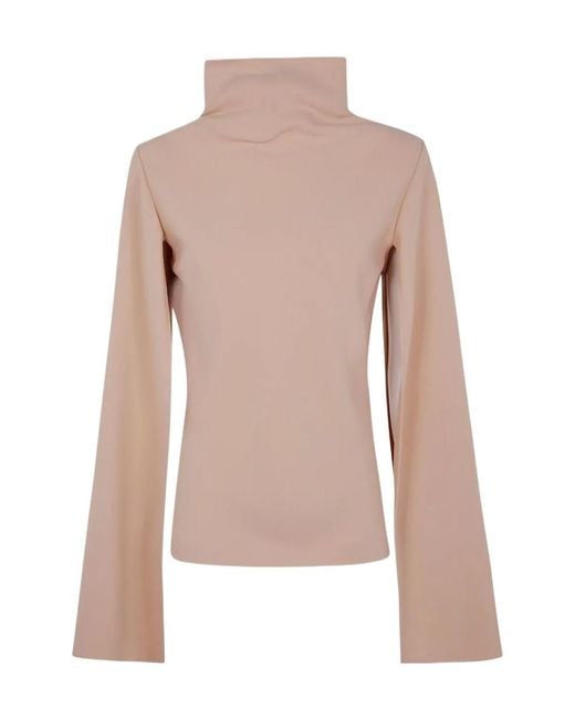 Alberta Ferretti Pink High-Neck Cape-Sleeved Top