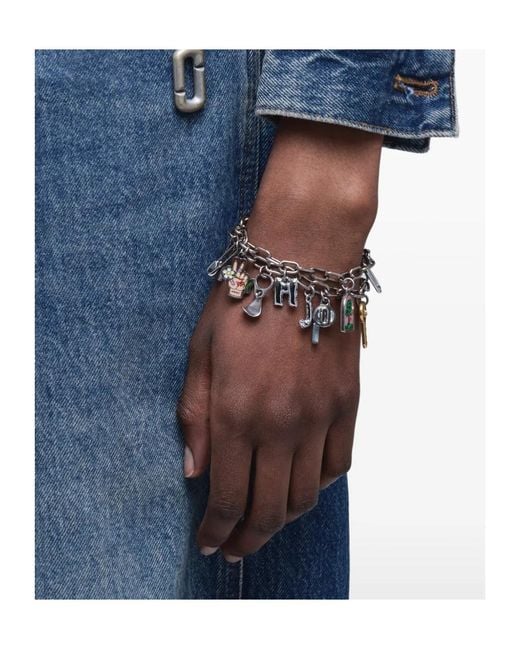 Marc Jacobs White The Pop Americana Charm Cable Chain Bracelet