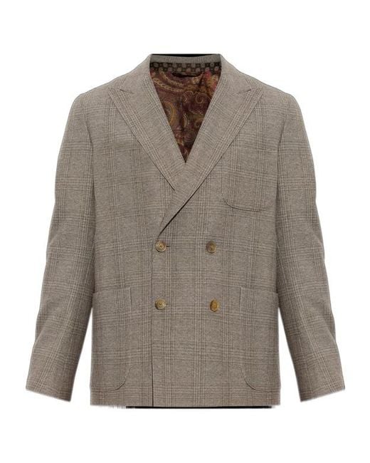 Etro Gray Lapel Long-Sleeved Suit Jacket for men