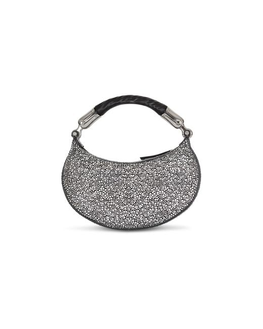 Balmain Gray Ebene Embellished Mini Hand Bag