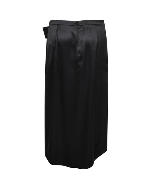 Valentino Black Bow Draped Midi Skirt