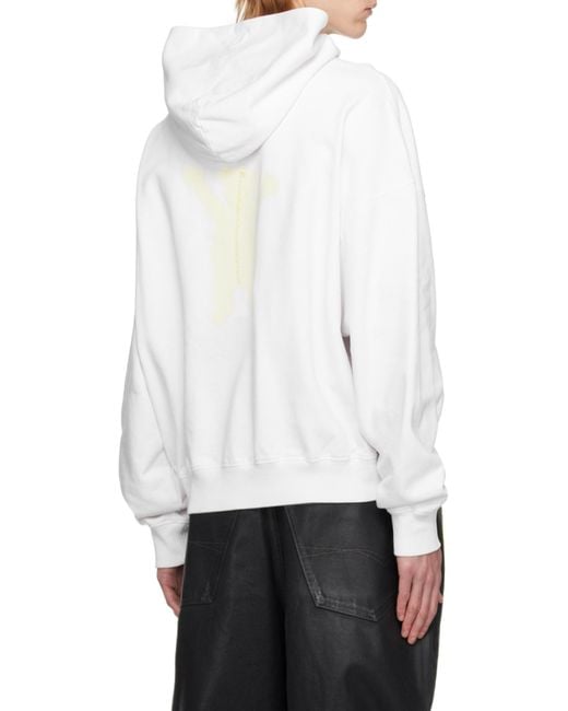 we11done White New Teddy Logo Cotton Hoodie for men