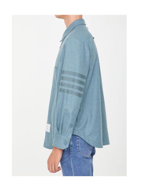 Thom Browne Blue 4-Bar Shirt Jacket for men