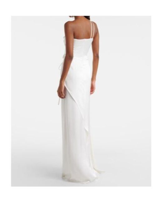 David Koma White Floral-Appliqué Gown