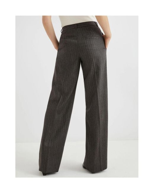 Marella Black Straight-Fit Pure Wool Trousers