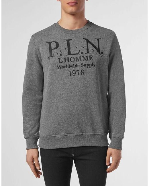 Philipp Plein Gray Logo Printed Sweater for men