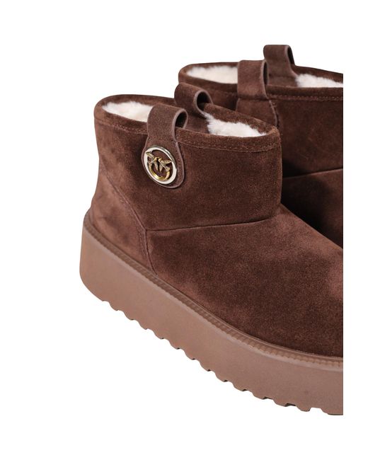 Pinko Brown Round-Toe Snow Boots