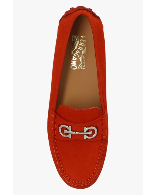 Ferragamo Red Ferragamo Gancini-Plaque Slip-On Loafers