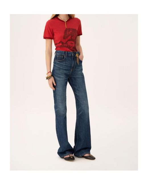 Chloé Blue Chloé Charm High-Rise Straight-Leg Jeans