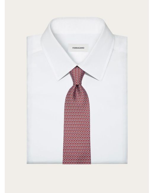 Ferragamo Pink Printed Tie for men