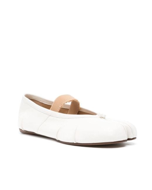 Maison Margiela White Tabi Elastic Band Ballerinas