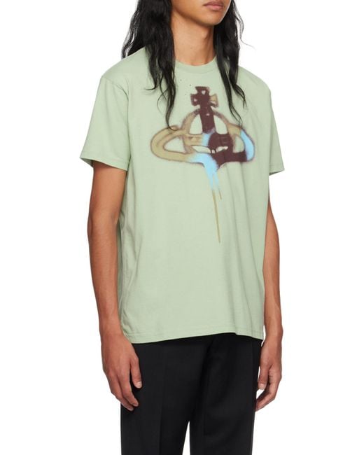 Vivienne Westwood Green Spray Orb-Print Cotton T-Shirt for men