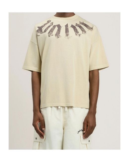 Palm Angels White Big Neck Logo Loose Fit T-Shirt for men