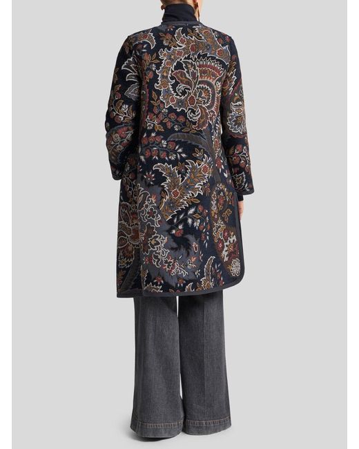 Etro Black Reversible Chenille Jacquard Coat