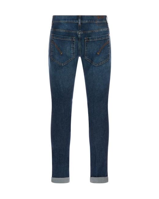 Dondup Blue Logo-Plaque Whiskered Skinny Jeans for men