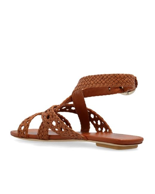 Stuart Weitzman Brown Knitted Flat Sandals