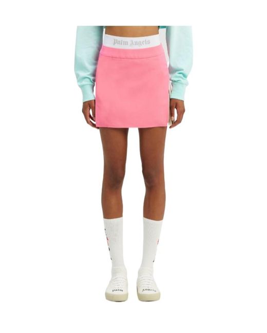Palm Angels Pink High Waist A-Line Mini Skirt