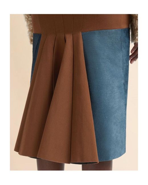 Marni Blue Wool Skirt With Pony Hair Insert