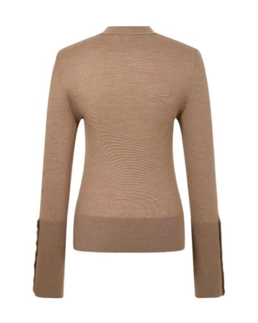 Rabanne Brown Button-Cuff Long-Sleeve T-Shirt