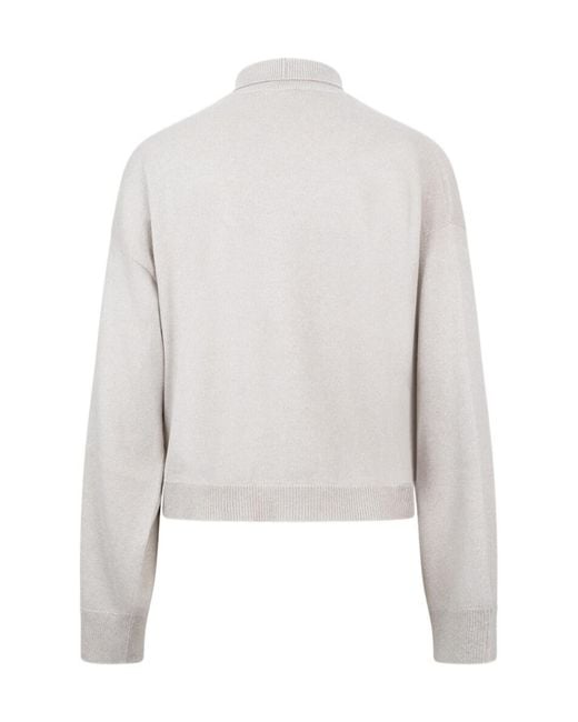 Fabiana Filippi White High-Neck Sequin Sweater
