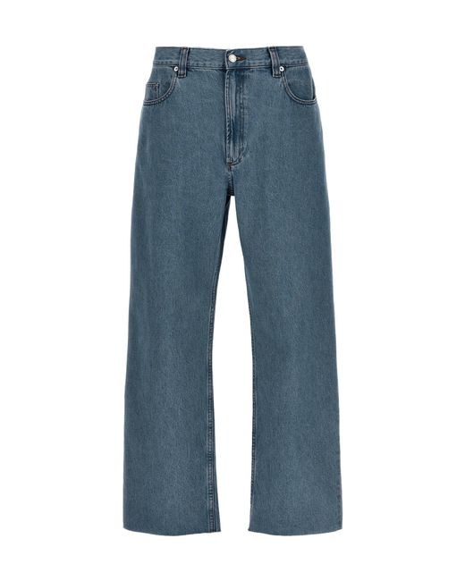 A.P.C. Blue Relaxed Raw Edge Jeans for men