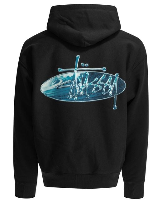 Stussy Black Stüssy Oval Logo Hoodies for men