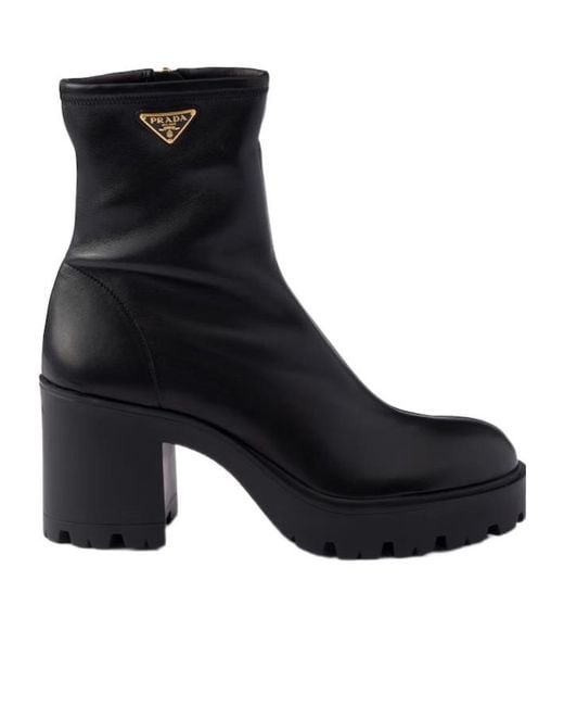Prada Black Stretch-Nappa Leather Booties