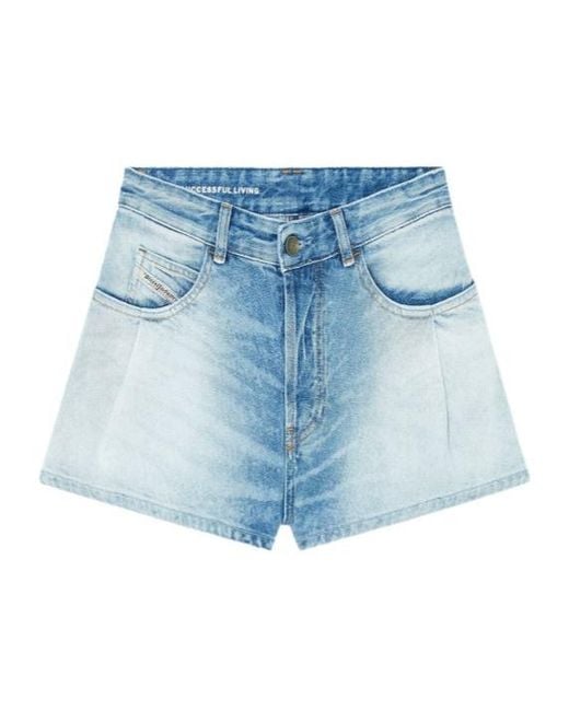 DIESEL Blue Faded Denim Shorts