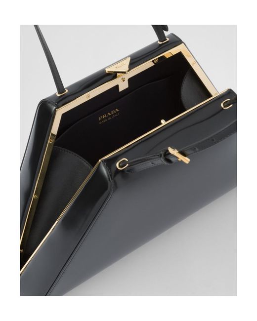 Prada Black Medium Brushed Leather Handbag