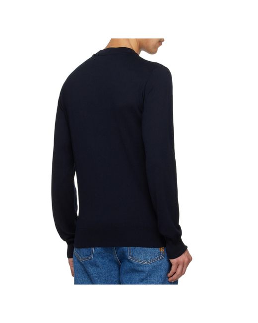 Balmain Blue Logo Intarsia Crewneck Jumper for men