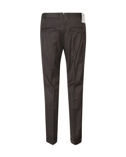 Pt Pantaloni Gray Virgin Wool Blend Straight-Leg Trousers for men