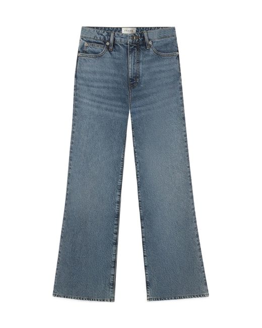 FRAME Blue Cropped High-Rise Bootcut Jeans
