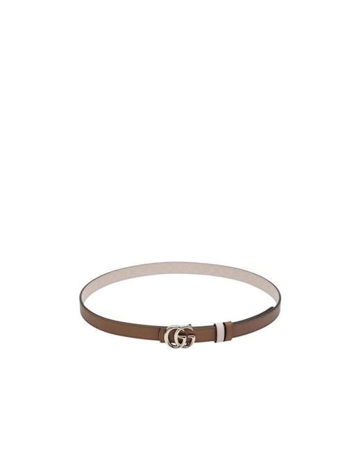 Gucci Brown Gg Marmont Reversible Thin Belt