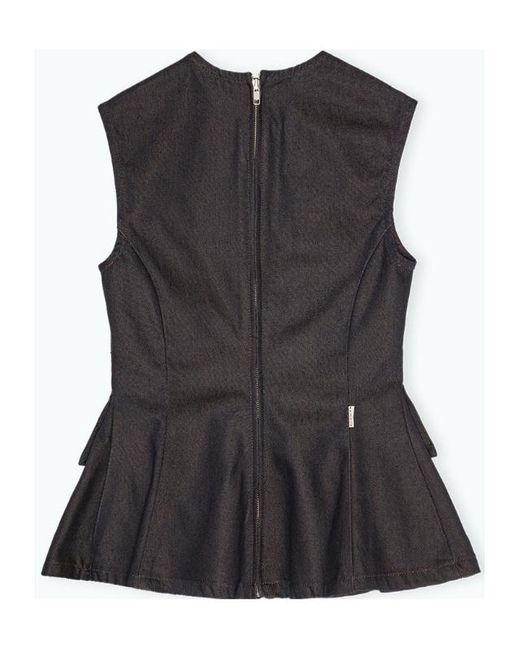 REMAIN Birger Black Peplum Denim Top