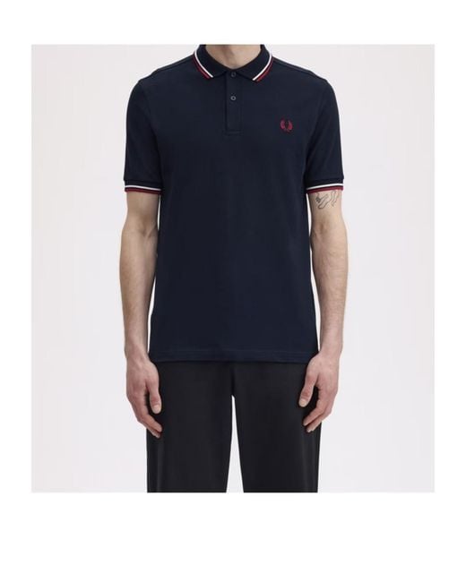 Fred Perry Black Short Sleeve Twin Tipped Polo Shirt for men