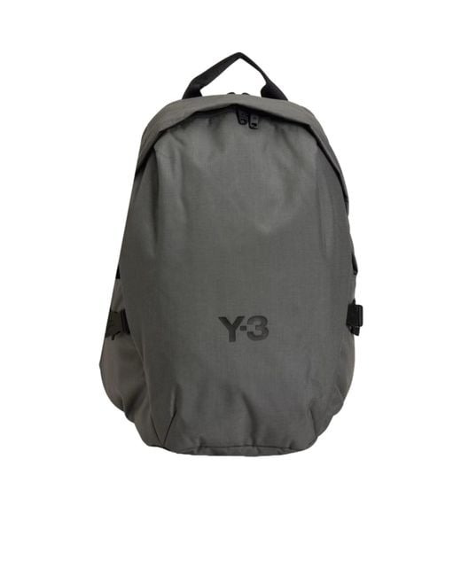 Y-3 Gray Logo-Plaque Backpack for men