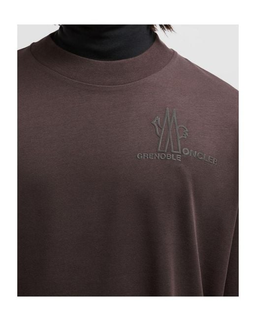 Moncler Brown Grenoble Logo Detailed Long-Sleeved T-Shirt for men