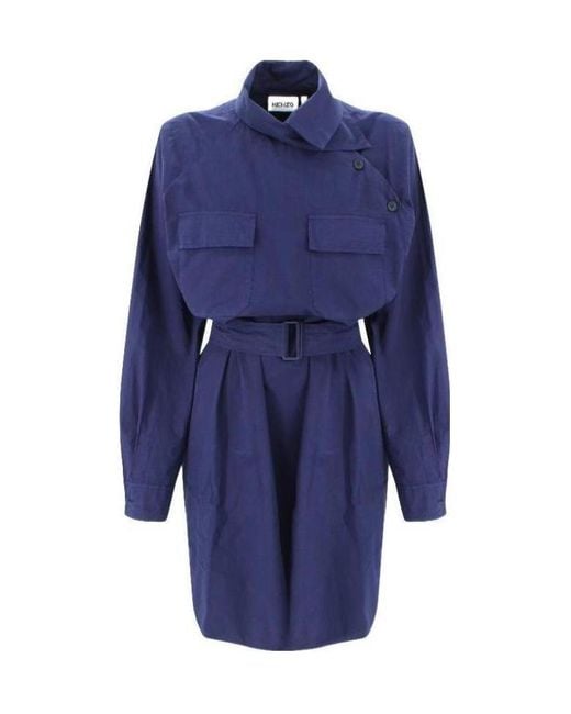 KENZO Blue Belted Waist Shirtdress