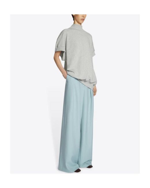 Dries Van Noten Blue Wide-Pleated Casual Pants