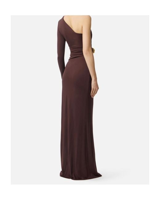 Elisabetta Franchi Purple Cut-Out One-Shoulder Carpet Dress
