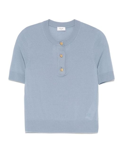 Céline Blue Triomphe Crew Neck Sweater