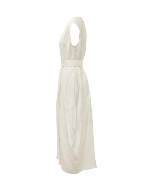Studio Nicholson White Wide Strap Belted Dress