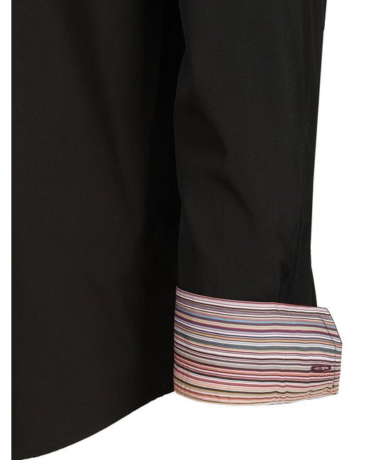 Paul Smith Black Artist Stripe Cuff Shirt for men