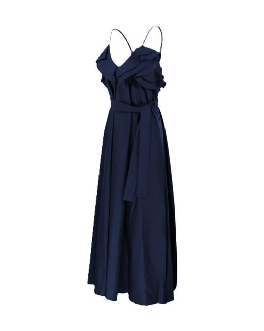 P.A.R.O.S.H. Blue Ruffled Midi Dress