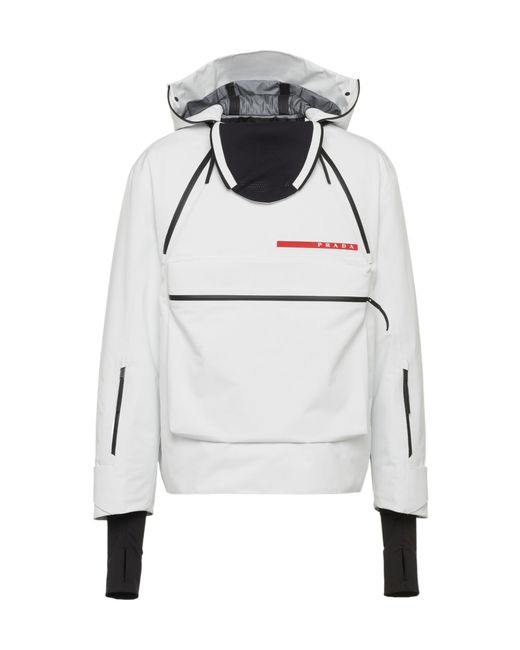 Prada White Technical Fabric Snowboard Jacket for men